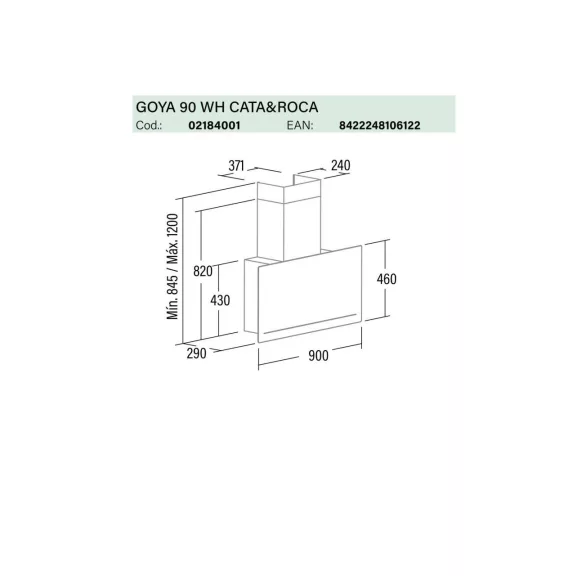 CATA - Páraelszívó GOYA 90 WH Can Roca - A készlet erejéig rendlhető!