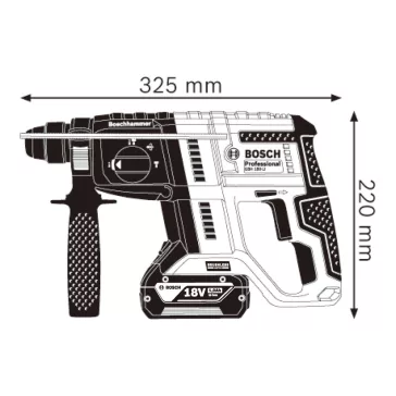   BOSCH 0611911121 GBH 180- LI (2x4.0Ah + GAL 18V-40) Akkus, szénkefementes fúrókalapács SDS-Plus kofferben