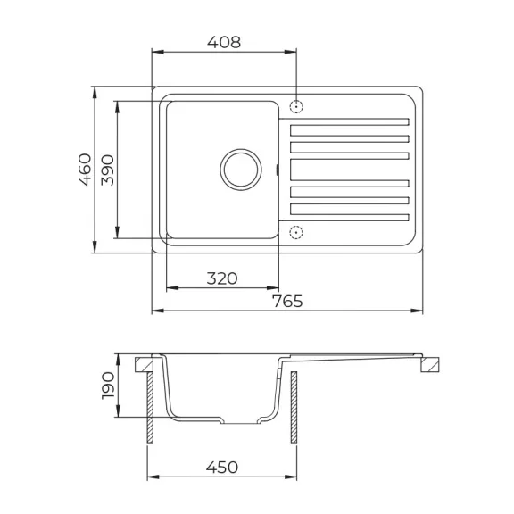 EVIDO HOME 45 S gránit mosogató, 765 x 460 mm, bézs