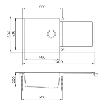 EVIDO CUBO XL 6 S gránit mosogató, 1000 x 500 mm, avena