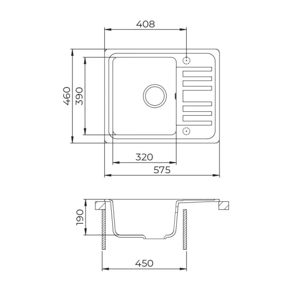 EVIDO HOME 45 S Compact gránit mosogató, 575 x 460 mm, avena