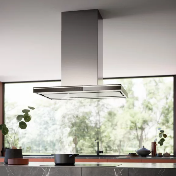 FALMEC LUMINA LED NRS sziget páraelszívó, 90 cm, inox/üveg