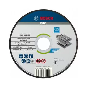   BOSCH 2608603172 PRO Stainless Steel and Metal AS 46 T INOX BF egyenes WA 60 T BF, 125 mm, 22,23 mm, 1,6 mm