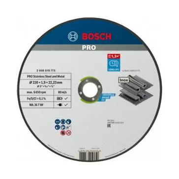   BOSCH 2608619773 PRO Stainless Steel and Metal WA 36 T BF egyenes 230 x 1,9 x 22,23 mm