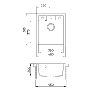 EVIDO EASY 45 gránit mosogató, 460 x 515 mm, avena