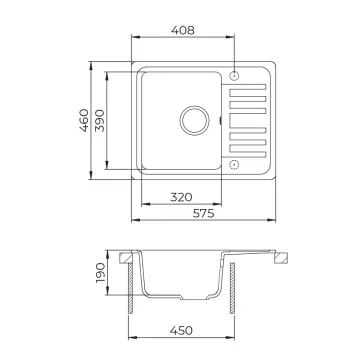   EVIDO HOME 45 S Compact gránit mosogató, 575 x 460 mm, fehér