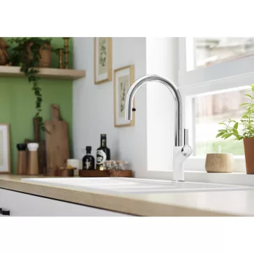   BLANCO CARENA-S Vario kihúzható fejes csaptelep, fehér/króm, SILGRANIT-Look, HD