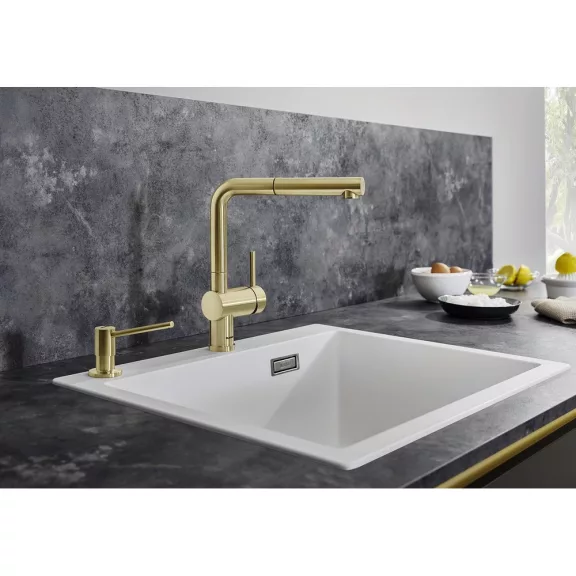 BLANCO LINUS-S kihúzható fejes csaptelep, satin gold, HD