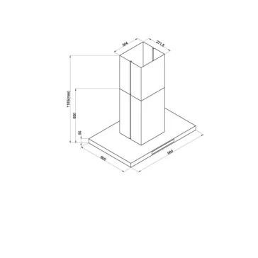   DAVOLINE - Páraelszívó SQUARE sziget 90 cm fekete üveg előlappal