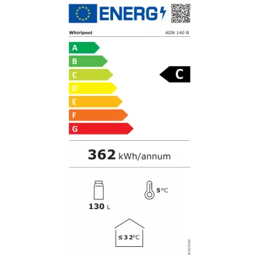   Whirlpool ADN 140 B Szabadonálló üvegajtós hűtőszekrény | 130 l | Fekete