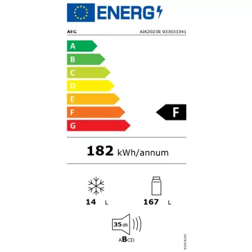   AEG AIK2023R Beépíthető hűtőszekrény | 181 l | 122.4 cm magas | 55.6 cm széles | Fehér