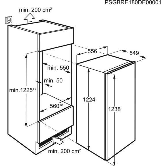 AEG AIK2035L Beépíthető hűtőszekrény | 181 l | 122.4 cm magas | 55.6 cm széles | Fehér