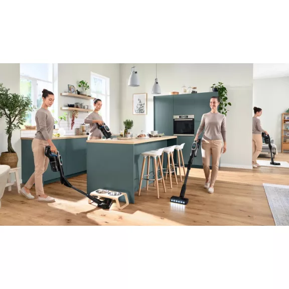 BOSCH BBS1041GQC Akkumulátoros porszívó | Unlimited 10 | 18 V / 4 Ah Li-Ion akku | MicroClean | Gyorstöltő | Grafit