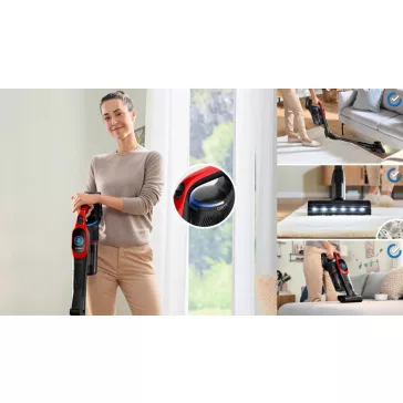   BOSCH BCS1041PET Akkumulátoros porszívó | Unlimited 10 | 18 V / 4 Ah Li-Ion akku | ProAnimal | Vörös