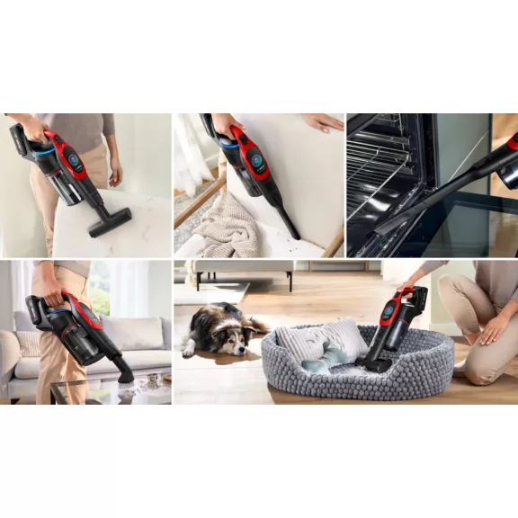 BOSCH BCS1041PET Akkumulátoros porszívó | Unlimited 10 | 18 V / 4 Ah Li-Ion akku | ProAnimal | Vörös