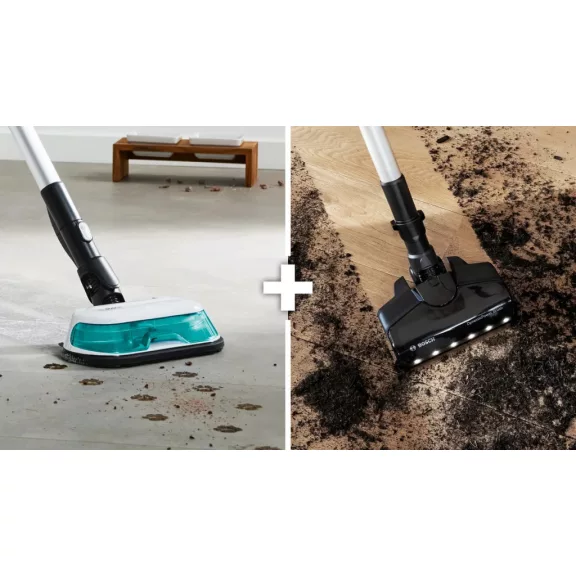 BOSCH BCS712HYG5 Serie|7 ProHygienic Aqua Akkumulátoros porszívó | Unlimited 7 | 18 V / 2 db 3 Ah Li-Ion akku | Fehér