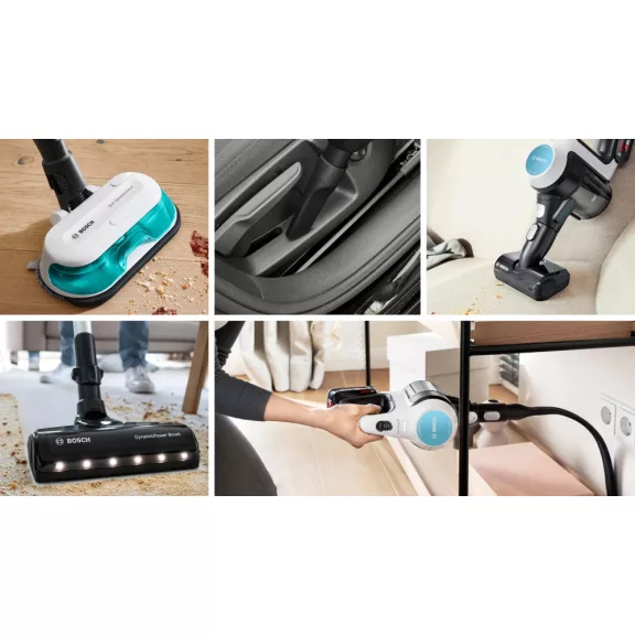 BOSCH BCS71HYG3 Serie|7 ProHygienic Aqua Akkumulátoros porszívó | Unlimited 7 | 18 V / 3 Ah Li-Ion akku | Fehér