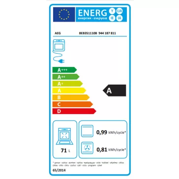   AEG BEB351110B SteamBake Beépíthető sütő gőz funkcióval | LED | 71l | Aqua Clean | Fekete
