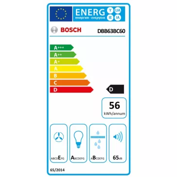   BOSCH DBB63BC60 Serie|2 Integrált beépíthető design páraelszívó | 384 m3/óra | 60 cm | Fekete