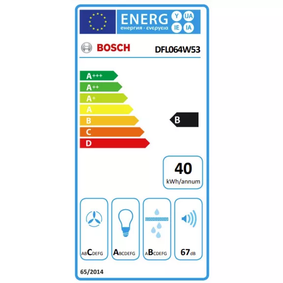BOSCH DFL064W53 Serie|2 Beépíthető teleszkópos páraelszívó | 389m3/óra | 60 cm | Nemesacél