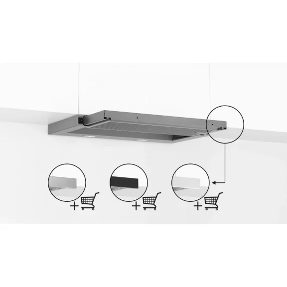 BOSCH DFL064W53 Serie|2 Beépíthető teleszkópos páraelszívó | 389m3/óra | 60 cm | Nemesacél