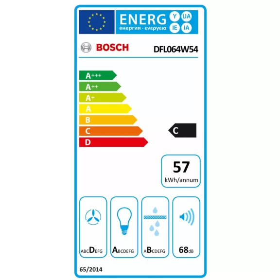 BOSCH DFL064W54 Serie|2 Beépíthető teleszkópos páraelszívó | 394m3/óra | 60 cm | Nemesacél