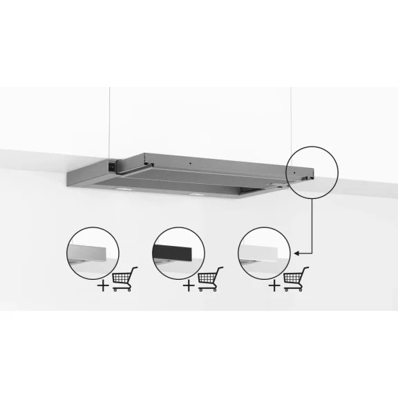 BOSCH DFL064W54 Serie|2 Beépíthető teleszkópos páraelszívó | 394m3/óra | 60 cm | Nemesacél