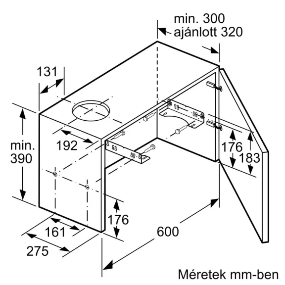 BOSCH DFL064W54 Serie|2 Beépíthető teleszkópos páraelszívó | 394m3/óra | 60 cm | Nemesacél