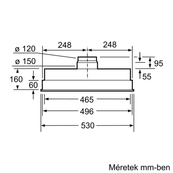 BOSCH DHL555BM Serie|4 Álkürtőbe beépíthető páraelszívó | 604m3/óra | 50 cm | Nemesacél