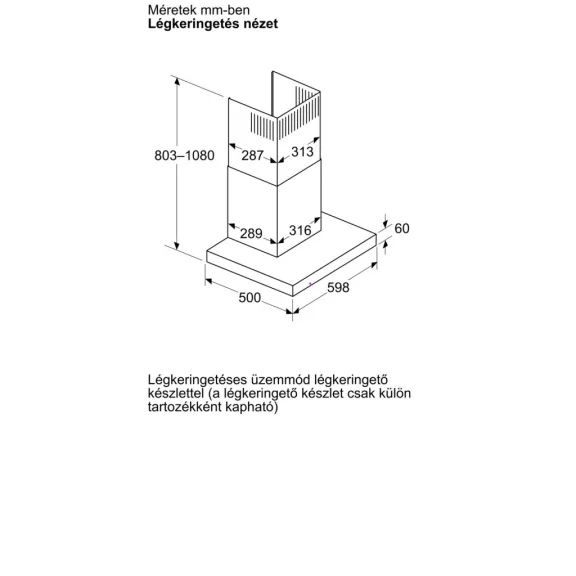 BOSCH DWB63BC30 Serie|2 Beépíthető fali kürtős páraelszívó | 400 m3/óra | 60cm | Nemesacél