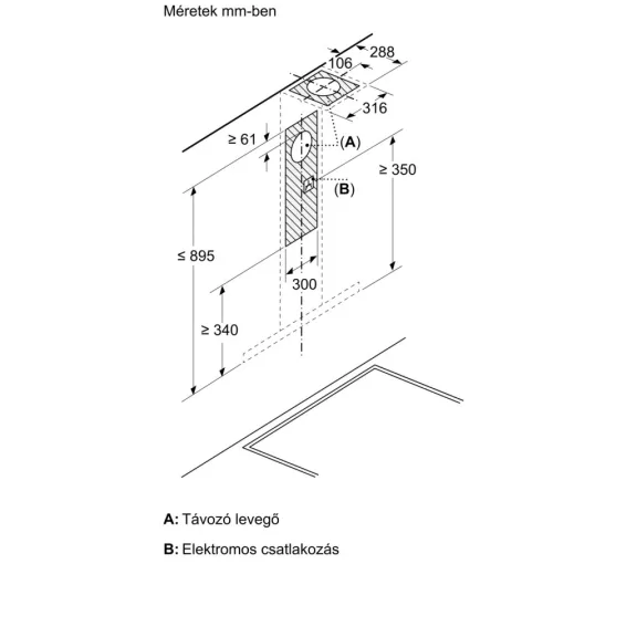 BOSCH DWB95CC60 Serie|4 Beépíthető fali kürtős páraelszívó | 594 m3/óra | 90cm | Fekete
