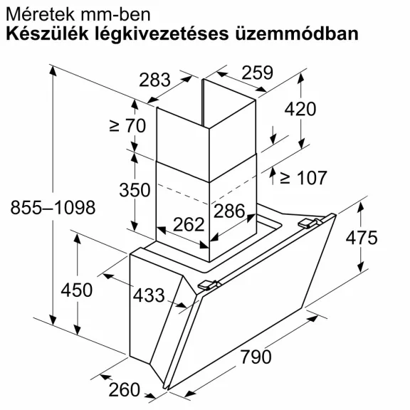 BOSCH DWK81AN60 Serie|6 Beépíthető fali kürtős páraelszívó | EcoSilence Drive | Wifi | 915m3/óra | 80 cm | Fekete üveg
