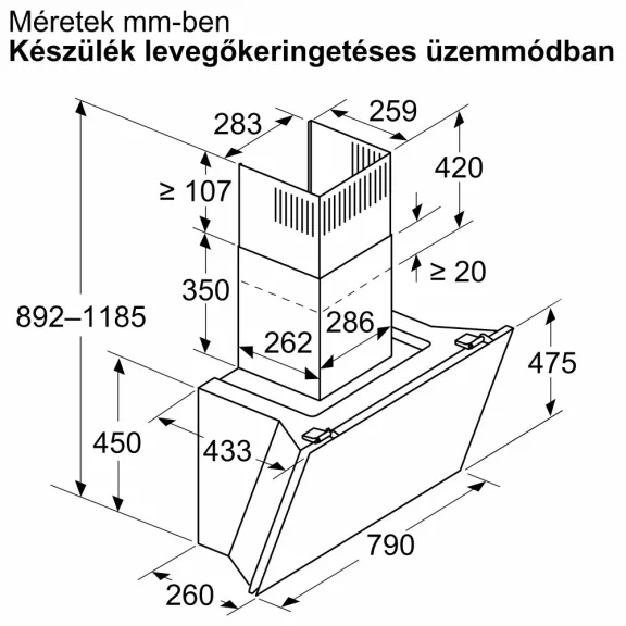 BOSCH DWK81AN60 Serie|6 Beépíthető fali kürtős páraelszívó | EcoSilence Drive | Wifi | 915m3/óra | 80 cm | Fekete üveg