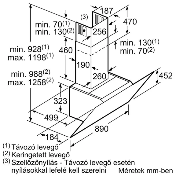 BOSCH DWK98JQ60 Serie|6 Beépíthető fali kürtős páraelszívó | TouchControl | 840m3/óra | 90 cm | Fekete üveg