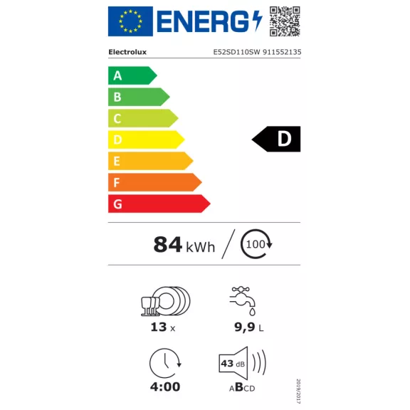 Electrolux E52SD110SW Szabadonálló mosogatógép | Fehér | 60 cm