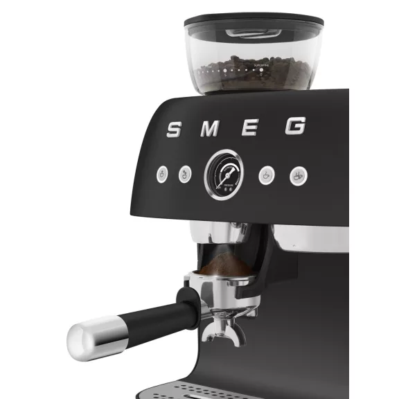 SMEG ŐRLŐVEL KOMBINÁLT ESPRESSO KÁVÉFŐZŐ, retro, matt fekete