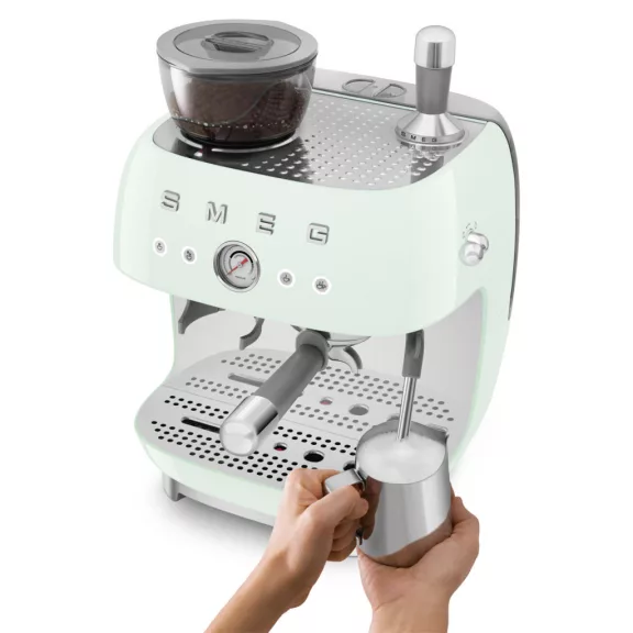 SMEG ŐRLŐVEL KOMBINÁLT ESPRESSO KÁVÉFŐZŐ, retro, világoszöld