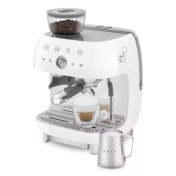 SMEG ŐRLŐVEL KOMBINÁLT ESPRESSO KÁVÉFŐZŐ, retro, fehér