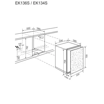   Electrolux EK134SLWE Beépíthető hűtőszekrény | 111 l | 75.8 cm magas | 54.8 cm széles