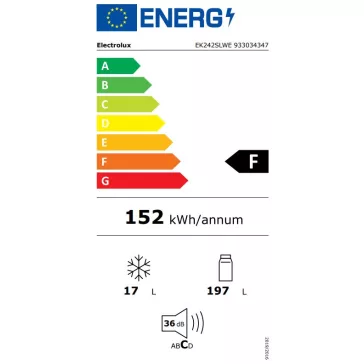   Electrolux EK242SLWE Beépíthető hűtőszekrény | OptiSpace | 214 l | 126.9 cm magas | 54.7 cm széles