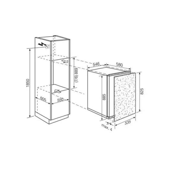 Electrolux Novamatic EK717.2R Beépíthető hűtőszekrény | 140l | 88.9 cm magas | 55 cm széles