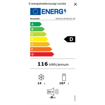   Electrolux Novamatic EKI1227.3R Beépíthető hűtőszekrény | 181 l | 122,4 cm magas | 55,6 cm széles