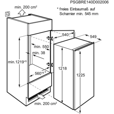   AEG EKS123 Beépíthető hűtőszekrény | 208 l | 122.5 cm magas | 56 cm széles