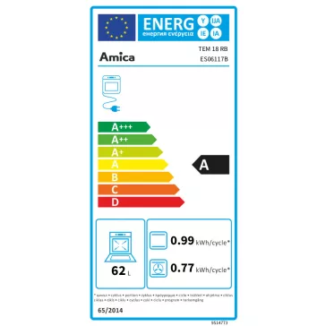 Amica ES06117B beépíthető sütő | 62l | Fekete