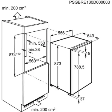   AEG ES5D88F Beépíthető hűtőszekrény | CoolMatic | FrostMatic | 118l | 88 cm magas | 56 cm széles