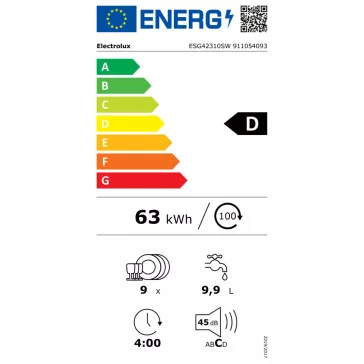   Electrolux ESG42310SW Szabadonálló mosogatógép | Fehér | 45 cm
