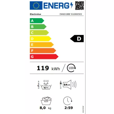   Electrolux EW6D18BE GentleCare Hőszivattyús szárítógép 