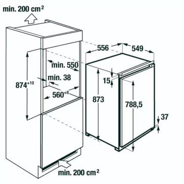   Küppersbusch FK25001I Beépíthető hűtőszekrény | 137 l | 87.3 cm magas | 55.6 cm széles