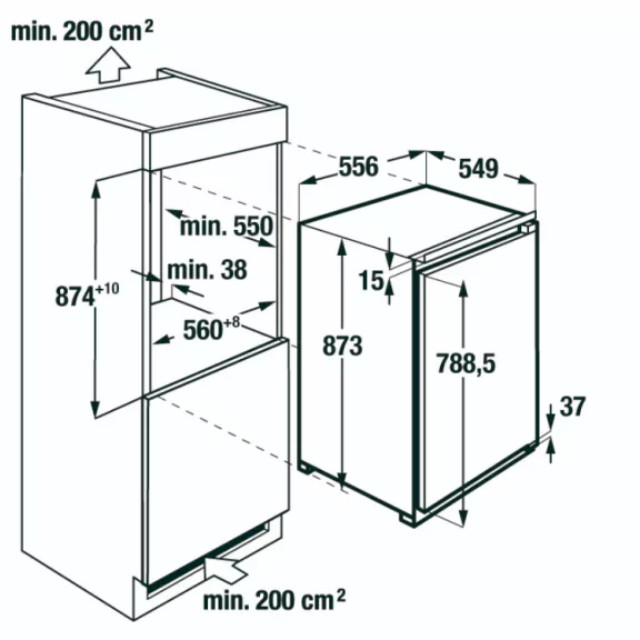 Küppersbusch FK25001I Beépíthető hűtőszekrény | 137 l | 87.3 cm magas | 55.6 cm széles