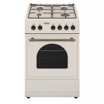   EVIDO FREE GE55C gáztűzhely, rusztikus design, 50x55 cm, elektromos sütő, 48 l, bézs/bronz